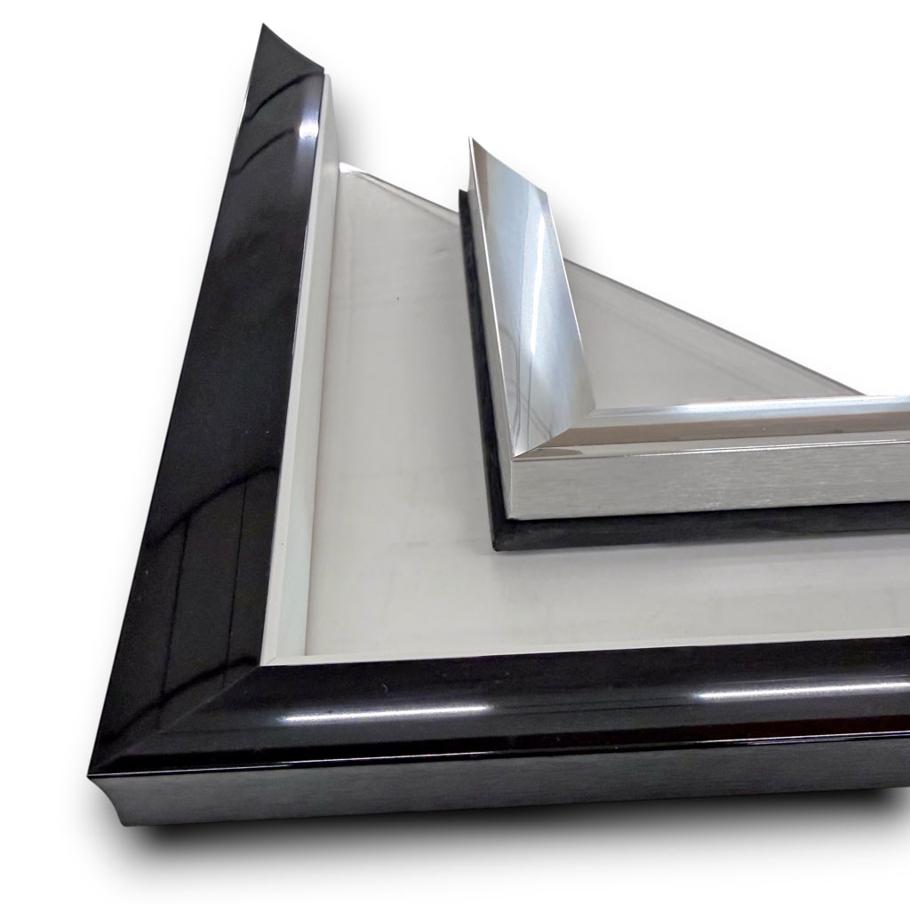  Alu Double mini gondole Noir rehausse blanche interieur argent